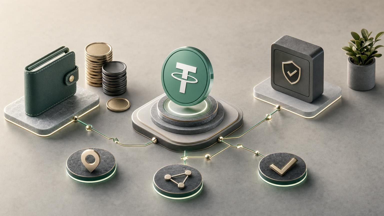 Prüfansicht für einen USDT-TRC-20-Tausch mit Empfängeradresse, Netzwerk, Gebühren, Betrag und Transaktionsstatus